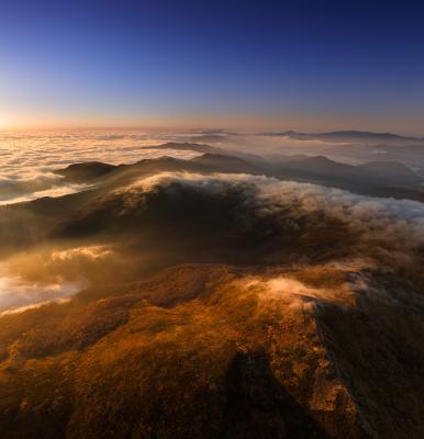 Bieszczady. Bukowe Berdo z lotu ptaka.